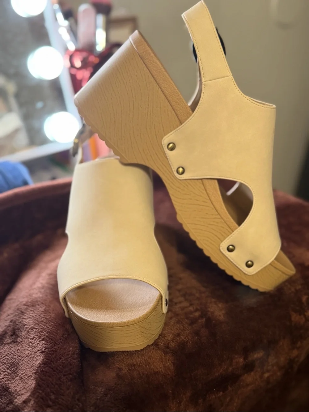 Dr. Scholl’s Women’s 10M EU 41 Beige Platform Wedge Sandals Slingback